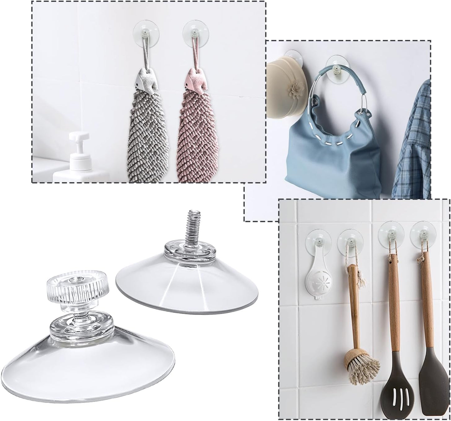 2 Pack Suction Cups,40mm/1.61'' Suction Cup with M4 Screw Clear PVC Sucker Pads Extra Strong Sucker Suction Cup Glass Suction Holder with Screw Nut