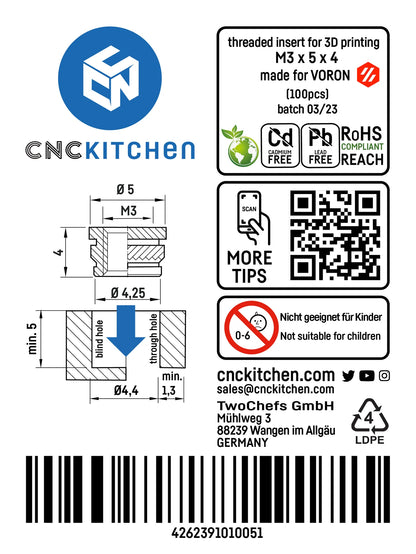 CNC Kitchen Official Threaded Inserts