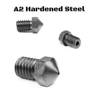 Micro-Swiss Plated A2 Hardened Steel Nozzle RepRap M6 Thread 1.75mm Filament (E3D V5-V6, Prusa i3 MK2)