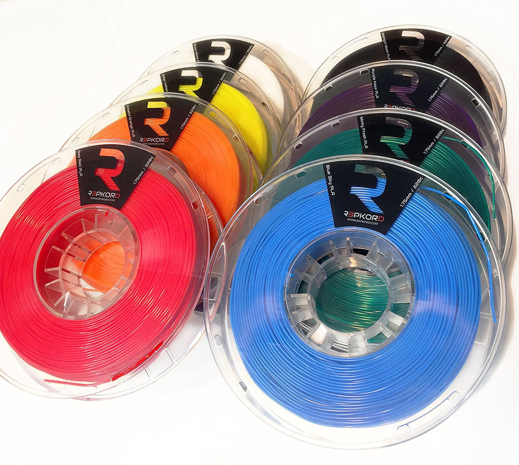 REPKORD MAX Filament PLA 8 Spool RainbowPak 1.75mm 1lb Spools